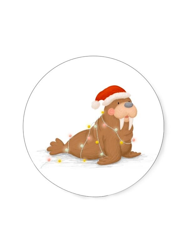 Sticker ‘kerst walrus’